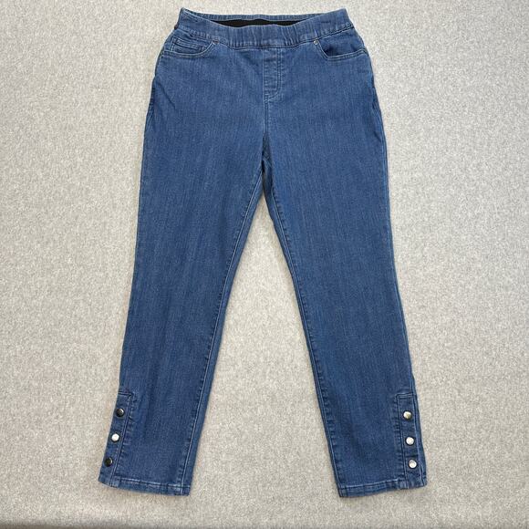 Appleseed's Pants WMNS Petite Small Blue Denim High Waist Button Detail Stretchy - Picture 1 of 11